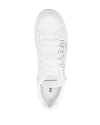 weiße bedruckte Leder niedrige Sneakers von Emporio Armani