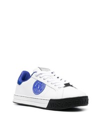 weiße bedruckte Leder niedrige Sneakers von VERSACE JEANS COUTURE