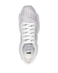 weiße bedruckte Leder niedrige Sneakers von Moschino