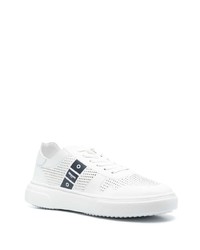 weiße bedruckte Leder niedrige Sneakers von Blauer