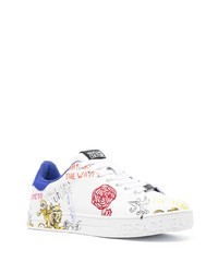 weiße bedruckte Leder niedrige Sneakers von VERSACE JEANS COUTURE