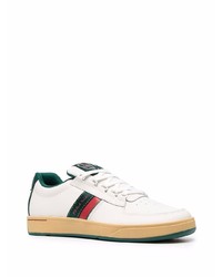 weiße bedruckte Leder niedrige Sneakers von PS Paul Smith