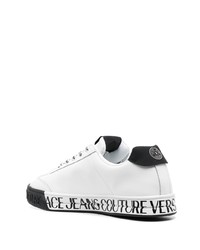 weiße bedruckte Leder niedrige Sneakers von VERSACE JEANS COUTURE
