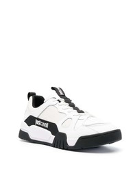 weiße bedruckte Leder niedrige Sneakers von Just Cavalli
