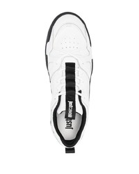 weiße bedruckte Leder niedrige Sneakers von Just Cavalli