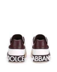 weiße bedruckte Leder niedrige Sneakers von Dolce & Gabbana