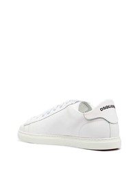 weiße bedruckte Leder niedrige Sneakers von DSQUARED2