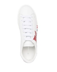 weiße bedruckte Leder niedrige Sneakers von DSQUARED2