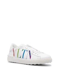 weiße bedruckte Leder niedrige Sneakers von Valentino Garavani