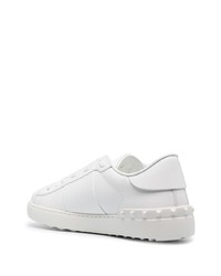 weiße bedruckte Leder niedrige Sneakers von Valentino Garavani