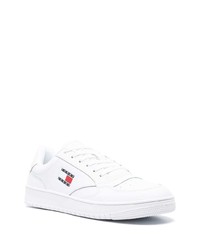 weiße bedruckte Leder niedrige Sneakers von Tommy Jeans