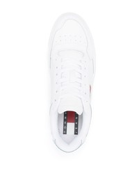 weiße bedruckte Leder niedrige Sneakers von Tommy Jeans