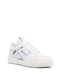 weiße bedruckte Leder niedrige Sneakers von Valentino Garavani