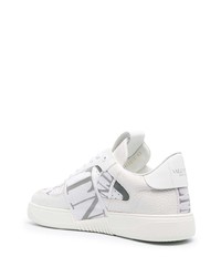 weiße bedruckte Leder niedrige Sneakers von Valentino Garavani