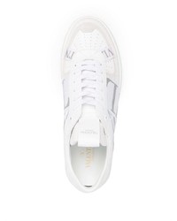 weiße bedruckte Leder niedrige Sneakers von Valentino Garavani