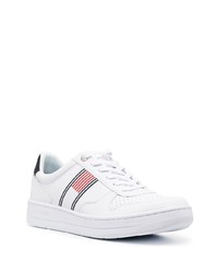 weiße bedruckte Leder niedrige Sneakers von Tommy Hilfiger