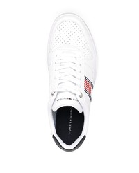 weiße bedruckte Leder niedrige Sneakers von Tommy Hilfiger