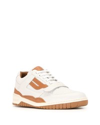 weiße bedruckte Leder niedrige Sneakers von Bally