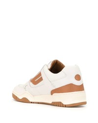 weiße bedruckte Leder niedrige Sneakers von Bally