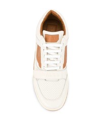 weiße bedruckte Leder niedrige Sneakers von Bally