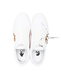 weiße bedruckte Leder niedrige Sneakers von Off-White