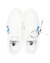 weiße bedruckte Leder niedrige Sneakers von Off-White