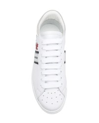 weiße bedruckte Leder niedrige Sneakers von Dsquared2
