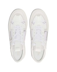 weiße bedruckte Leder niedrige Sneakers von Valentino Garavani