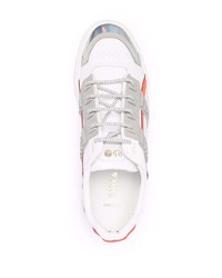 weiße bedruckte Leder niedrige Sneakers von Hide&Jack
