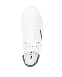 weiße bedruckte Leder niedrige Sneakers von Kiton