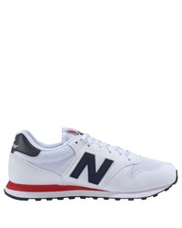 weiße bedruckte Leder niedrige Sneakers von New Balance