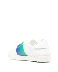 weiße bedruckte Leder niedrige Sneakers von Valentino Garavani