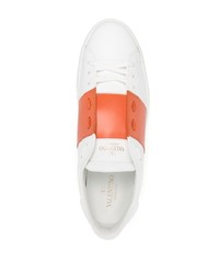 weiße bedruckte Leder niedrige Sneakers von Valentino Garavani