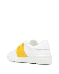 weiße bedruckte Leder niedrige Sneakers von Valentino Garavani