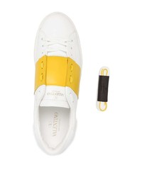 weiße bedruckte Leder niedrige Sneakers von Valentino Garavani