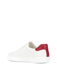 weiße bedruckte Leder niedrige Sneakers von Gucci