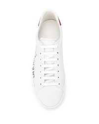 weiße bedruckte Leder niedrige Sneakers von Gucci