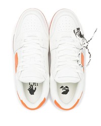 weiße bedruckte Leder niedrige Sneakers von Off-White