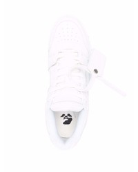 weiße bedruckte Leder niedrige Sneakers von Off-White