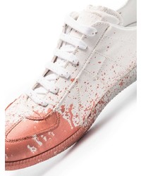 weiße bedruckte Leder niedrige Sneakers von Maison Margiela