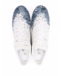 weiße bedruckte Leder niedrige Sneakers von Maison Margiela