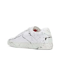 weiße bedruckte Leder niedrige Sneakers von Philipp Plein