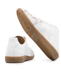 weiße bedruckte Leder niedrige Sneakers von Maison Margiela