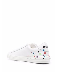 weiße bedruckte Leder niedrige Sneakers von MSGM