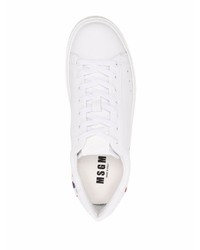 weiße bedruckte Leder niedrige Sneakers von MSGM