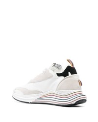 weiße bedruckte Leder niedrige Sneakers von Paul Smith