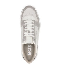 weiße bedruckte Leder niedrige Sneakers von BOSS