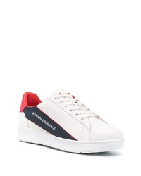 weiße bedruckte Leder niedrige Sneakers von Armani Exchange