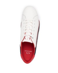 weiße bedruckte Leder niedrige Sneakers von Armani Exchange