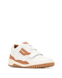 weiße bedruckte Leder niedrige Sneakers von Bally